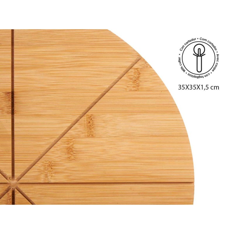 Cutting board Pizza Brown Bamboo (Ø 35 cm)