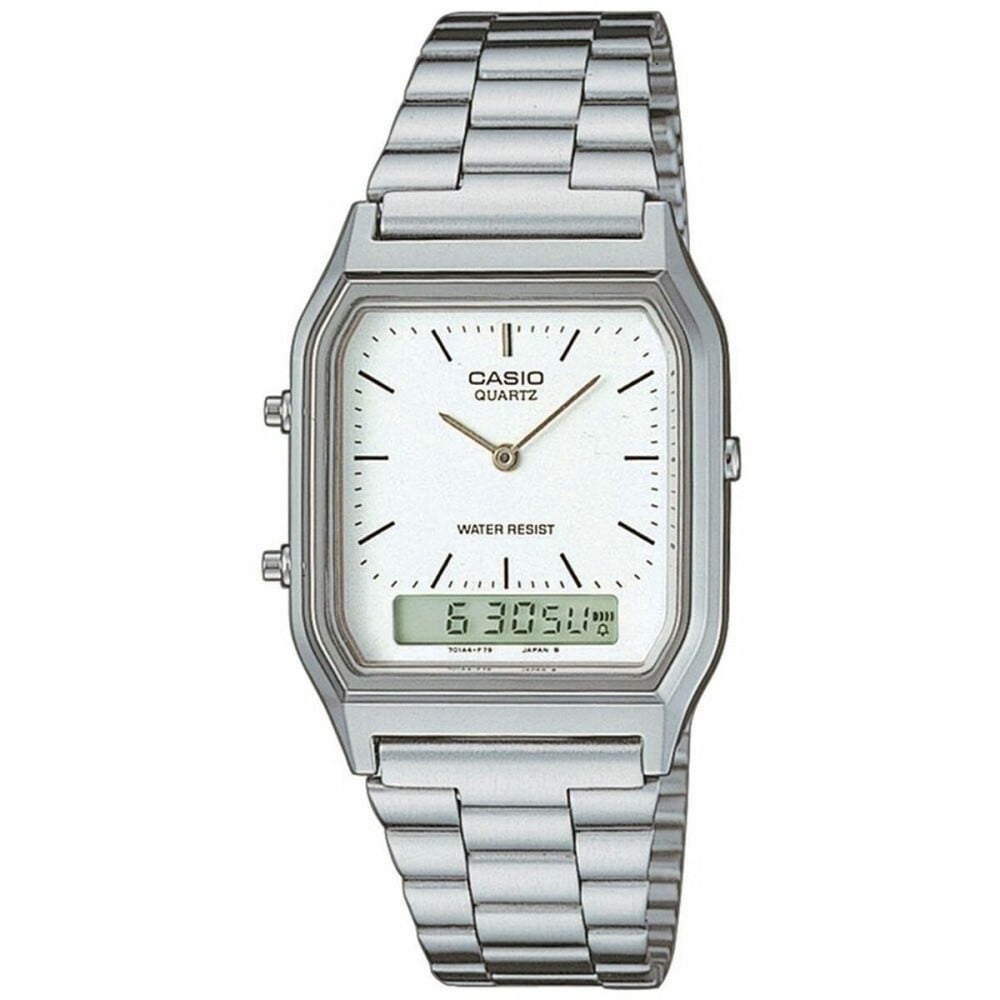 Unisex-Uhr Casio AQ-230A-7DMQYES Weiß Silberfarben (Ø 38,5 mm) (Ø 29 mm)