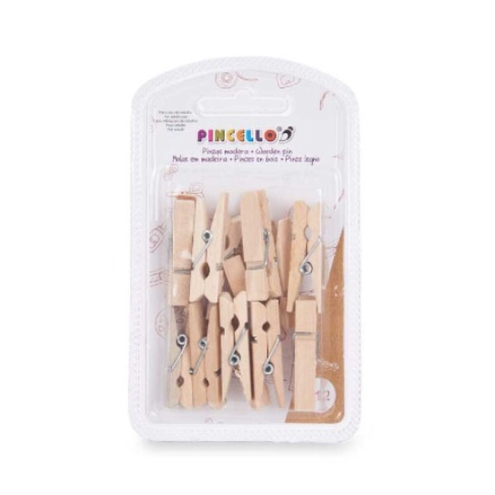 Klammern Pincello 400 Braun Holz Mittel (24 Stück)