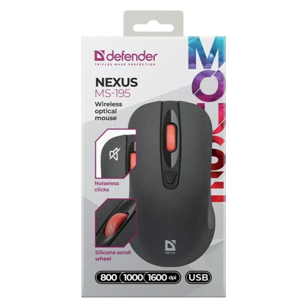 Drahtlose optische Maus Defender NEXUS MS-195 RF Schwarz 1600 dpi