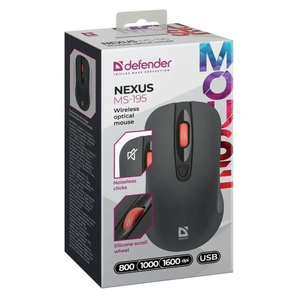 Drahtlose optische Maus Defender NEXUS MS-195 RF Schwarz 1600 dpi