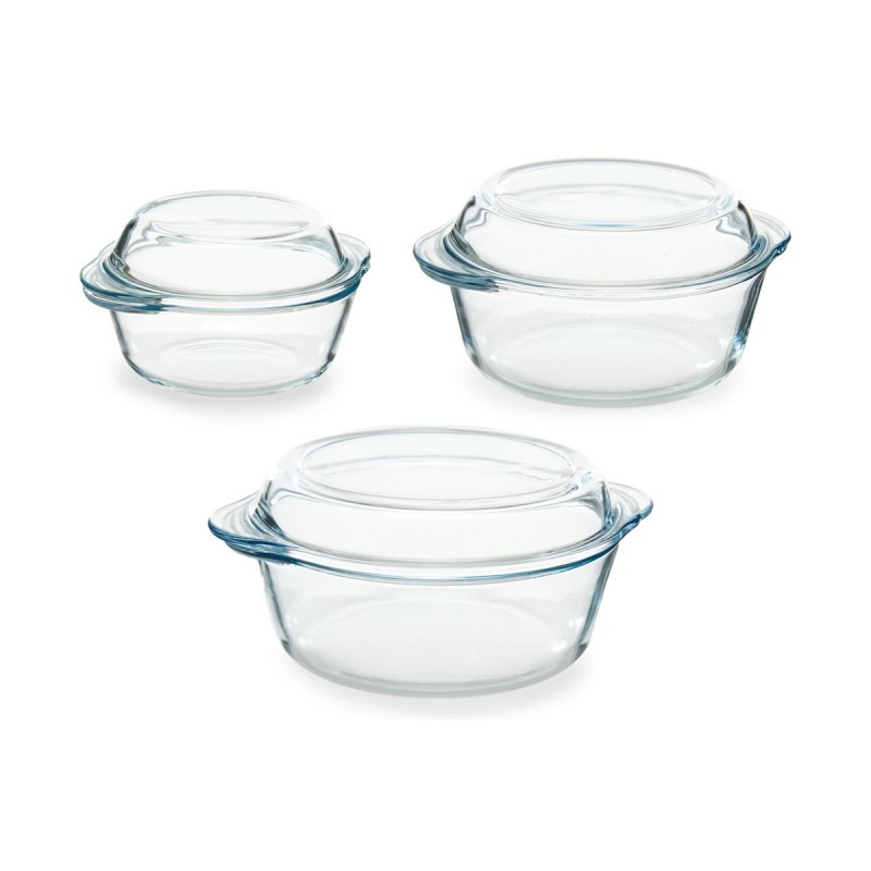 Saucepans 3 Pieces Transparent Borosilicate Glass