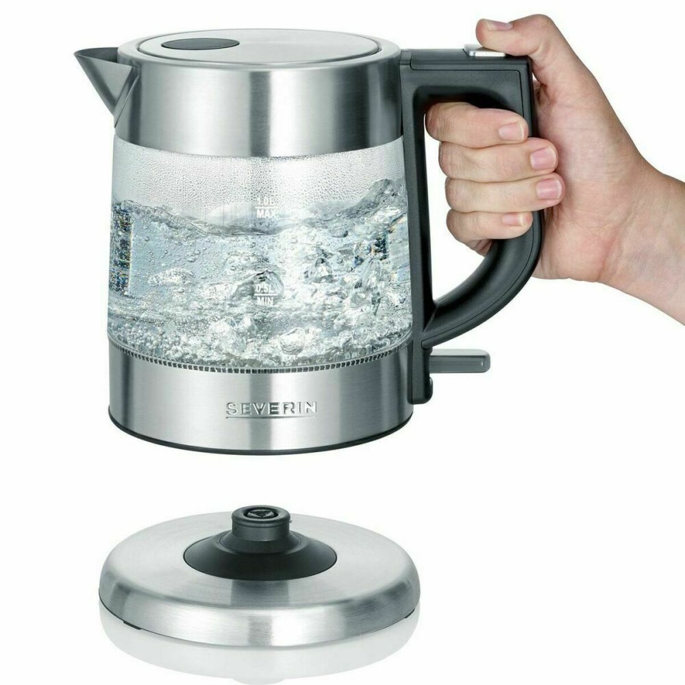 Elektrischer Wasserkocher mit LED-Licht Severin WK 3468 Schwarz Durchsichtig Edelstahl 2200 W 1 L