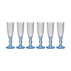 Champagne glass Vivalto PR05720ZD/BHA6 BLUE Blue Transparent Glass 180 ml Points (6 Units)