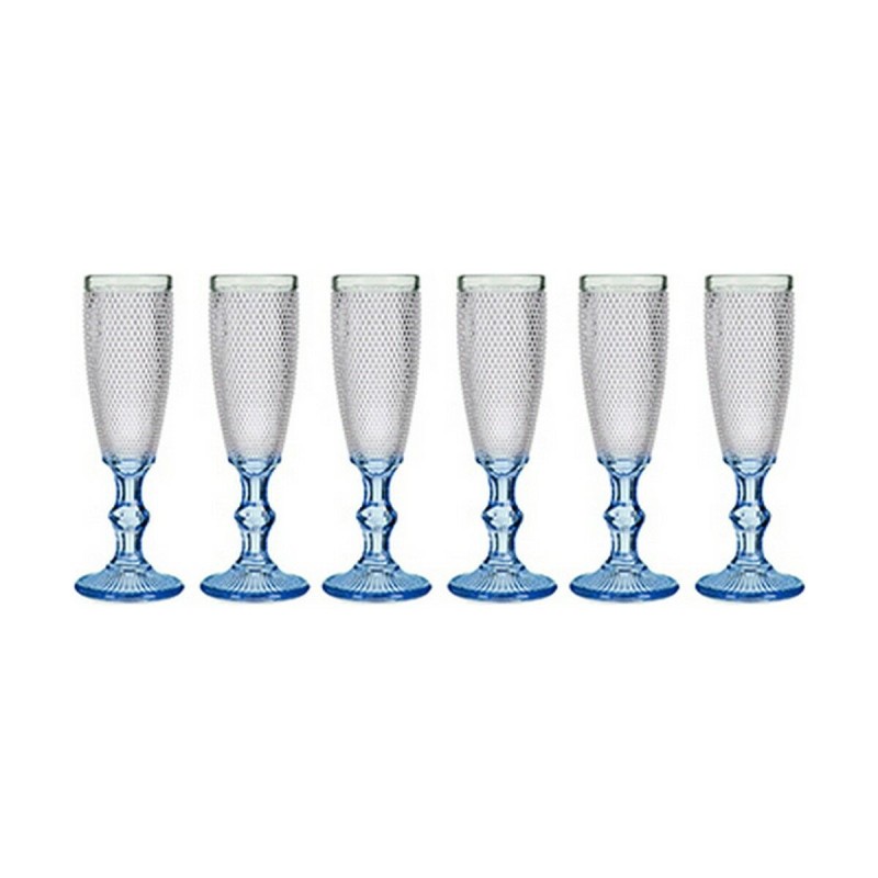 Champagne glass Vivalto PR05720ZD/BHA6 BLUE Blue Transparent Glass 180 ml Points (6 Units)