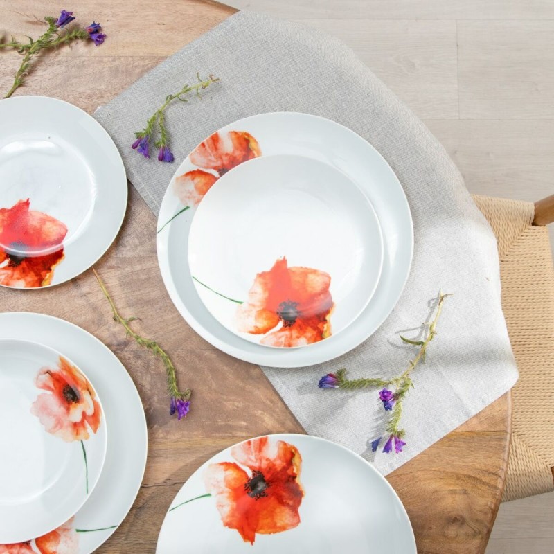 Tableware White Multicolour Porcelain Poppy 1 cm 37 x 23 x 30 cm 18 Pieces