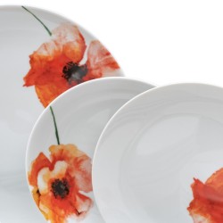 Assiettes Blanc Multicouleur Porcelaine Coquelicot 1 cm 37 x 23 x 30 cm 18 Pièces