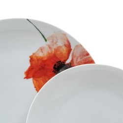 Assiettes Blanc Multicouleur Porcelaine Coquelicot 1 cm 37 x 23 x 30 cm 18 Pièces