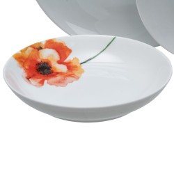 Assiettes Blanc Multicouleur Porcelaine Coquelicot 1 cm 37 x 23 x 30 cm 18 Pièces