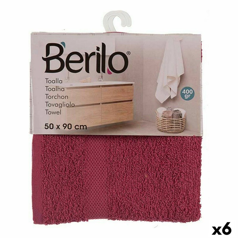 Bath towel 50 x 0,5 x 90 cm Maroon (6 Units)