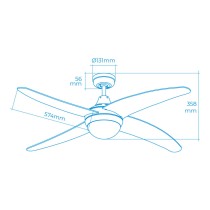 Ventilateur de Plafond avec Lumière EDM 33806 Caspio Blanc 60 W