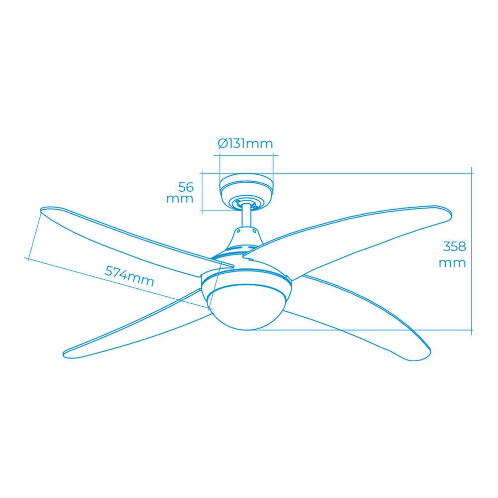 Ventilateur de Plafond avec Lumière EDM 33806 Caspio Blanc 60 W