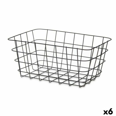 Multi-purpose basket Kinvara W579K-M BLACK Black Metal 30,3 x 14 x 22,5 cm Rectangular (6 Units)