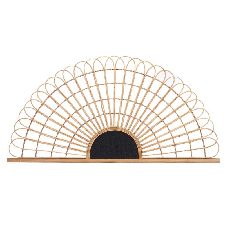 Headboard Fan Brown Black Rattan 160 x 80 x 2 cm