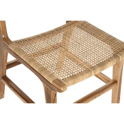 Stuhl DKD Home Decor 51 x 48 x 86 cm 51 x 54 x 86 cm natürlich Teakholz Hellbraun Rattan