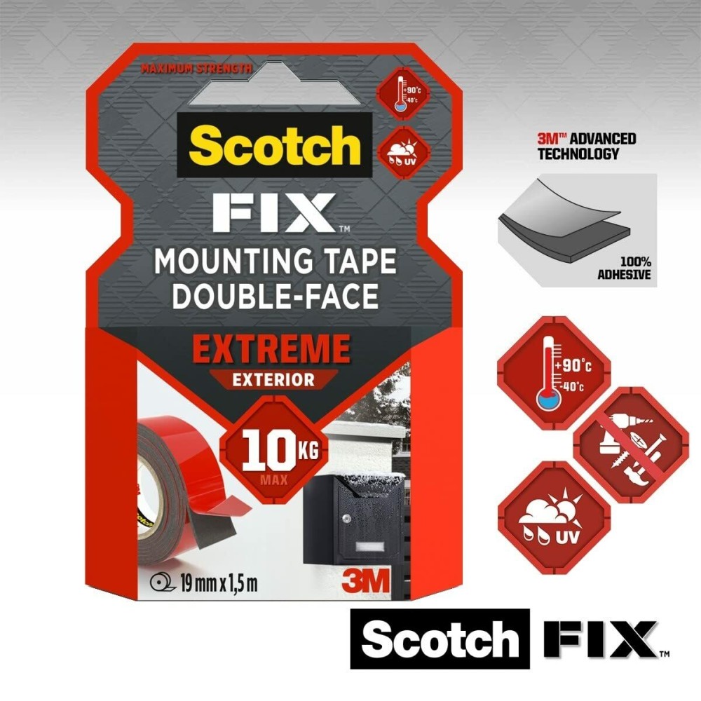 Double Sided Tape Scotch 19 mm x 1,5 m Black Red Grey