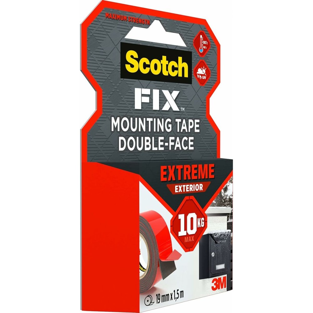 Double Sided Tape Scotch 19 mm x 1,5 m Black Red Grey