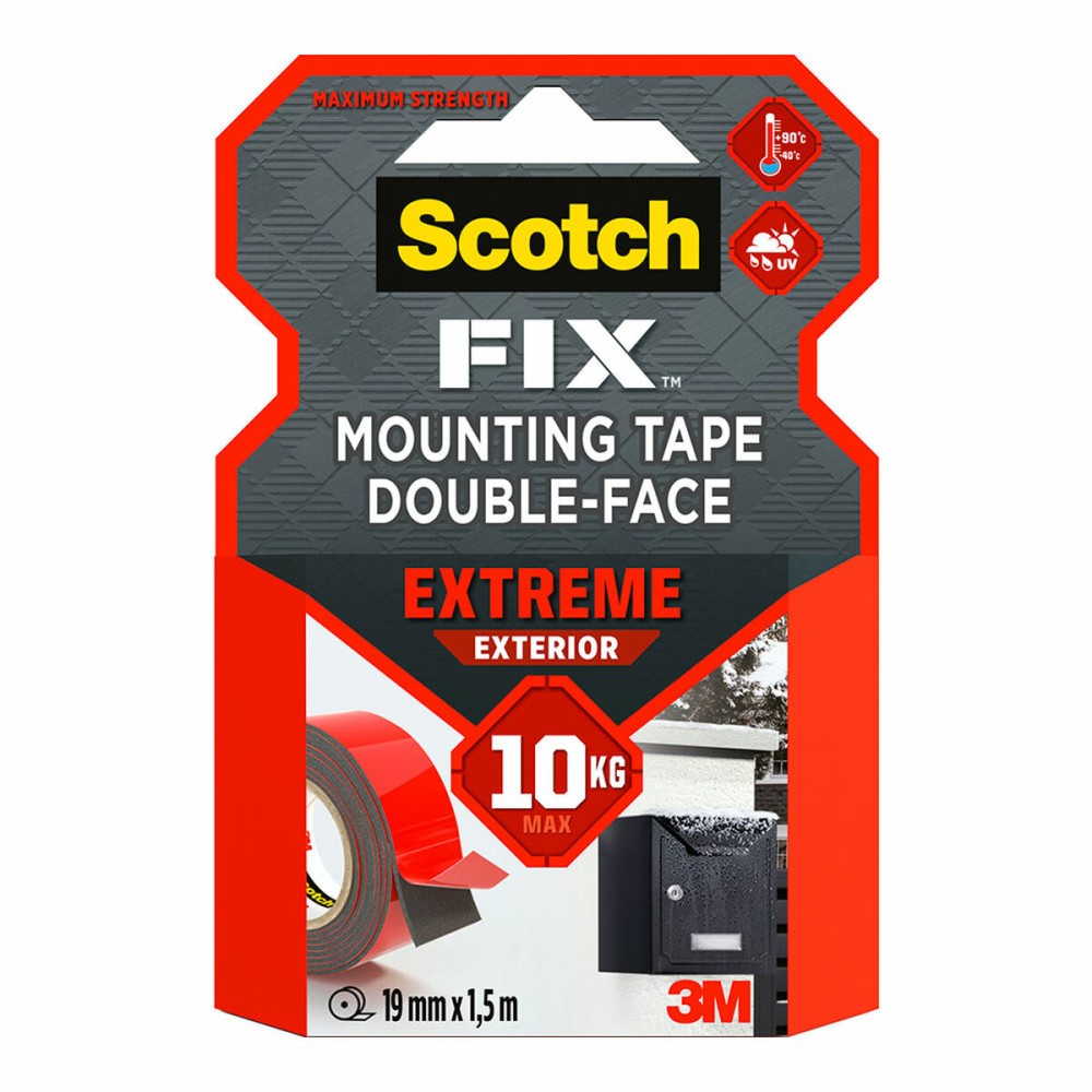 Double Sided Tape Scotch 19 mm x 1,5 m Black Red Grey