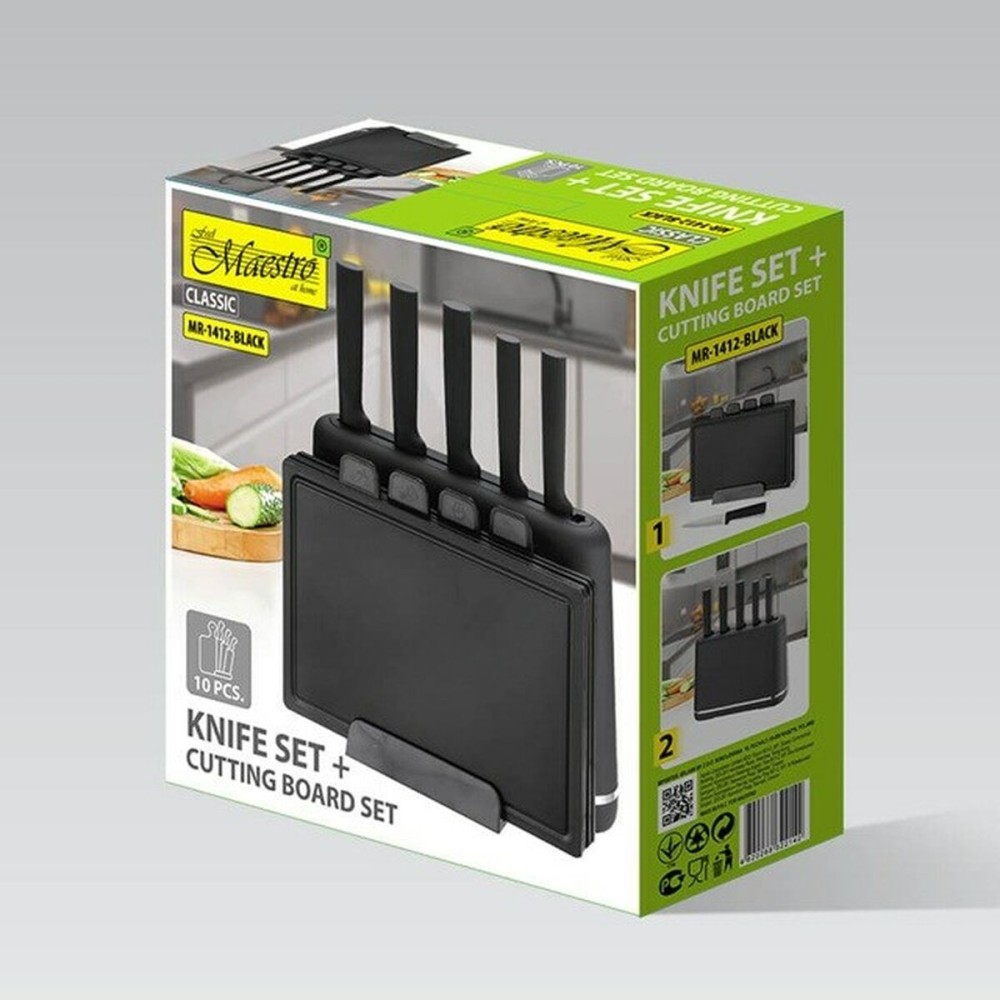 Set of Kitchen Knives and Stand Feel Maestro MR-1412-BLACK