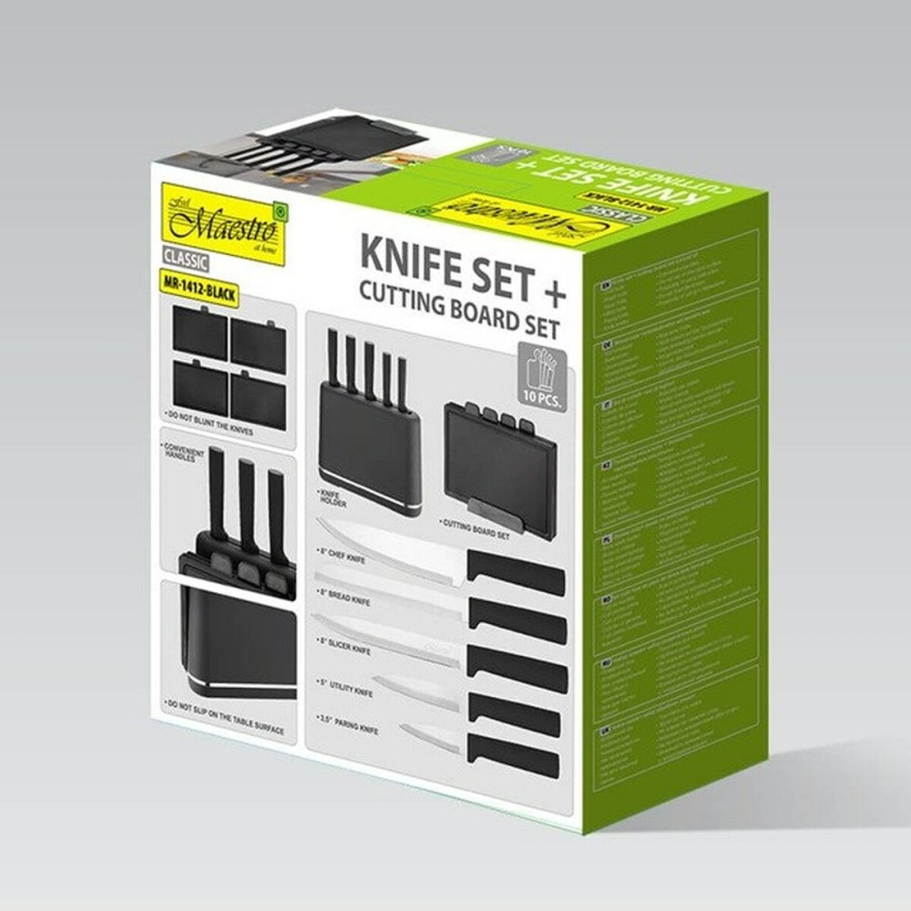 Set of Kitchen Knives and Stand Feel Maestro MR-1412-BLACK