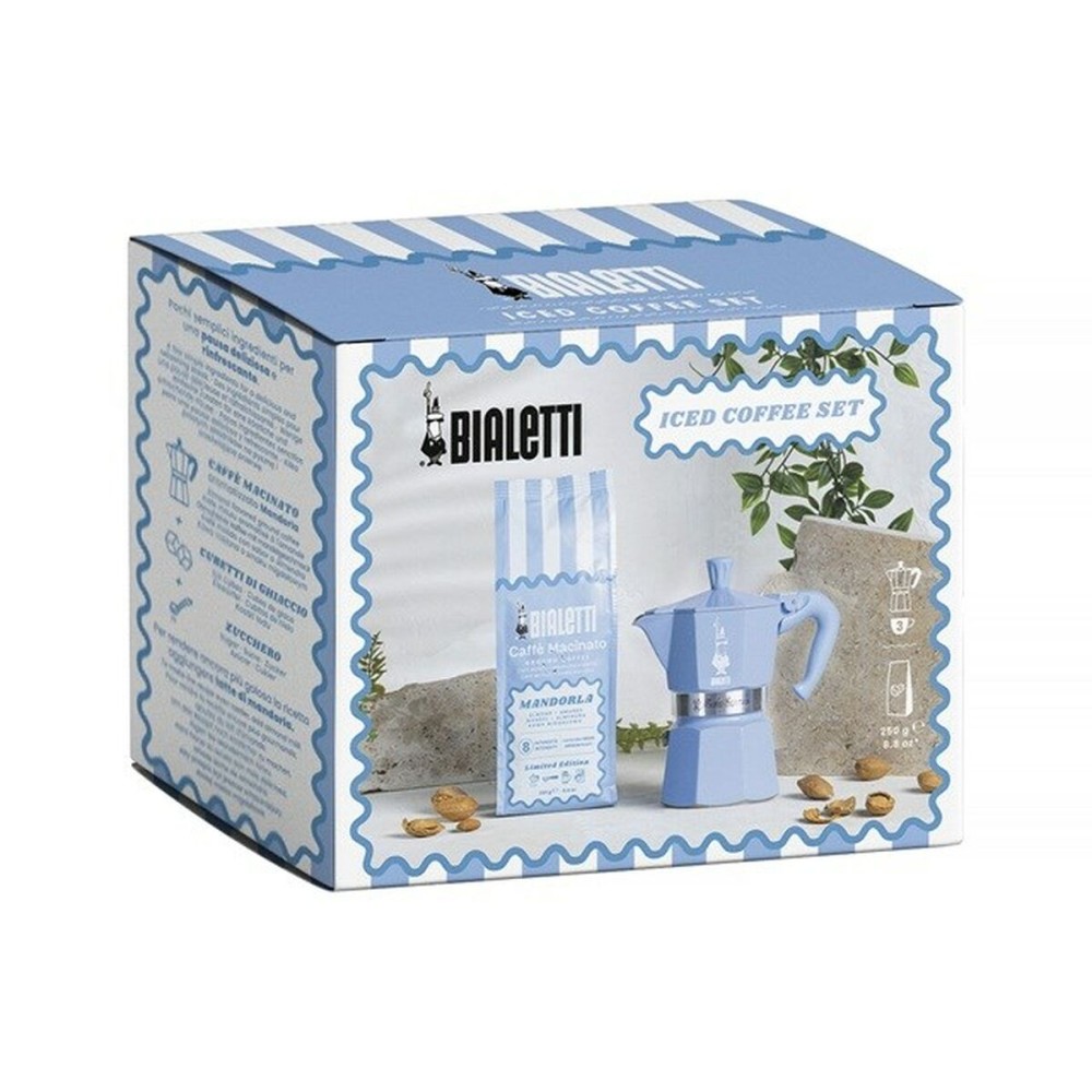 Italian Coffee Pot Bialetti Blue Aluminium Thermoplastic 3 Cups