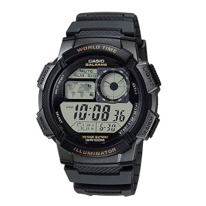 Unisex-Uhr Casio WORLD TIME ILLUMINATOR - 5 ALARMS. 10 YEAR BATTERY Schwarz Grau (Ø 48 mm)