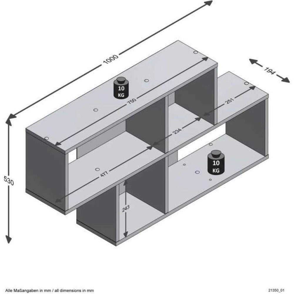 Shelve FMD Anthracite 100 x 53 x 19,5 cm