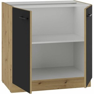 Kücheneinheit Schwarz noir Matte Hinterseite 80 cm