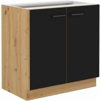 Kücheneinheit Schwarz noir Matte Hinterseite 80 cm