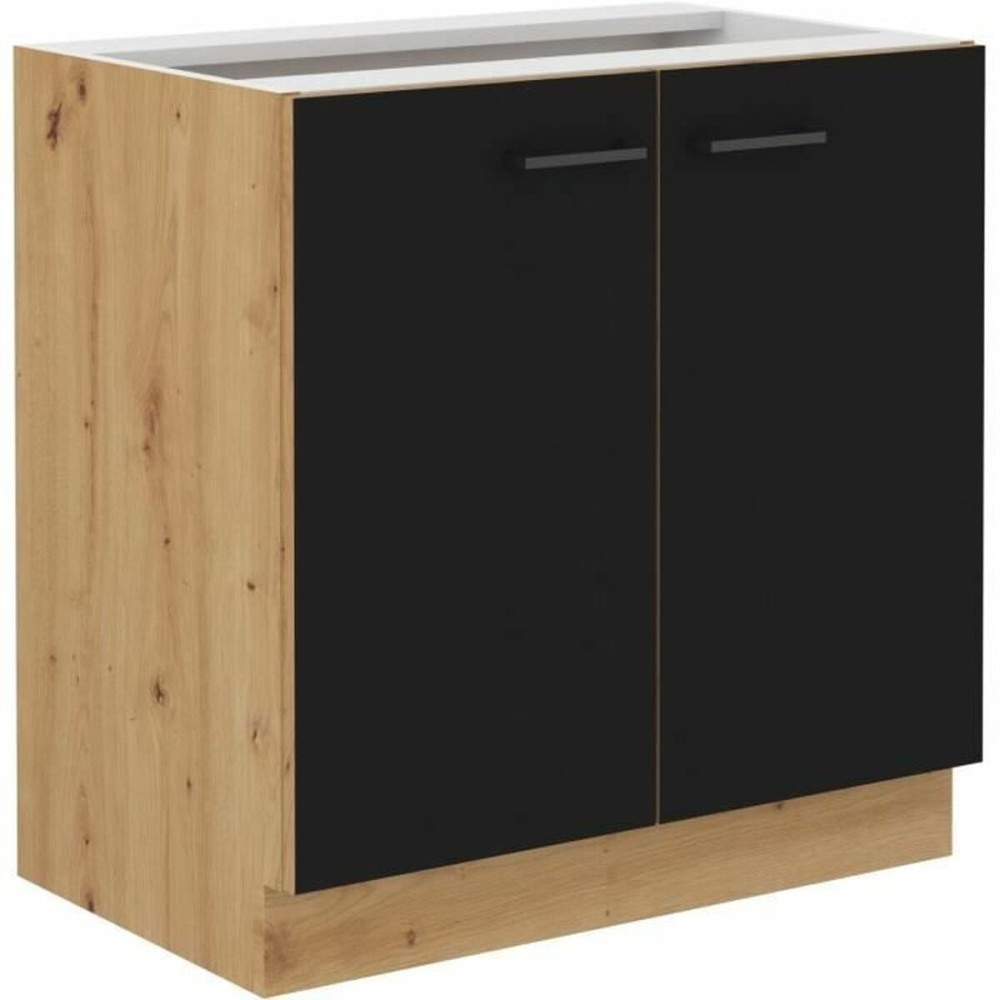Kücheneinheit Schwarz noir Matte Hinterseite 80 cm