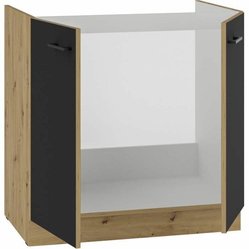 Spültisch Schwarz noir Matte Hinterseite 80 cm
