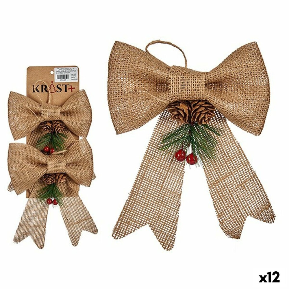 Ensemble Décorations de Noël Krist+ 65563 Marron Rouge Vert 14 x 3 x 19 cm Lien (12 Unités)
