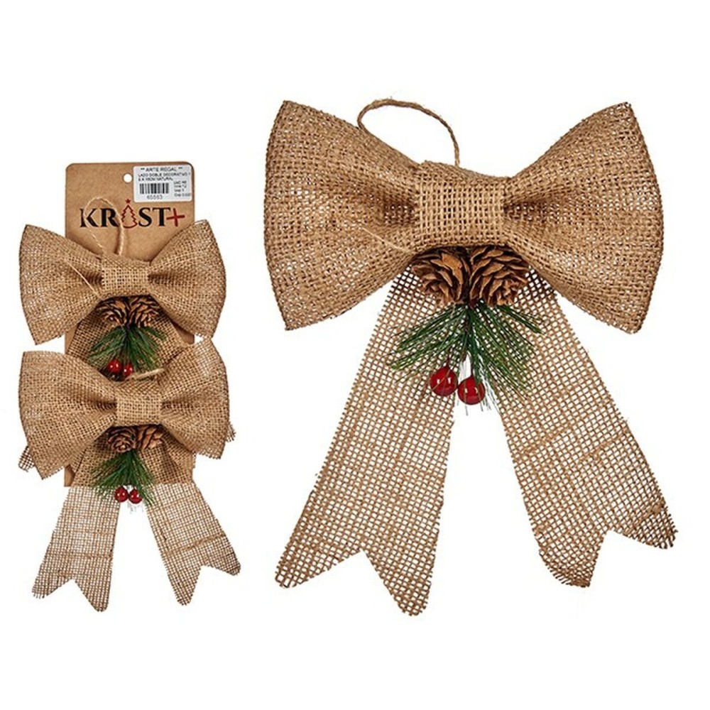Ensemble Décorations de Noël Krist+ 65563 Marron Rouge Vert 14 x 3 x 19 cm Lien (12 Unités)