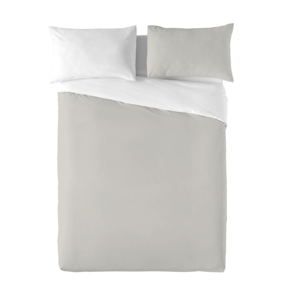 Bettdeckenbezug Naturals Colors Reversibel Weiß Hellgrau Einzelmatratze