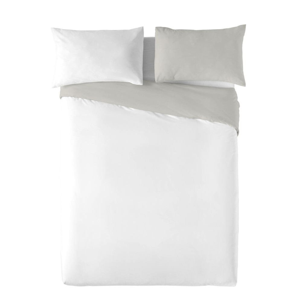 Housse de Couette Naturals Colors Réversible Blanc Gris clair Lit 1 persone