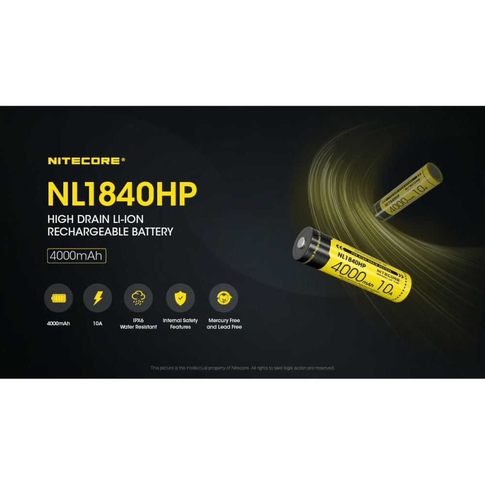 Rechargeable Batteries Nitecore NT-NL1840HP 4000 mAh 3,6 V 18650