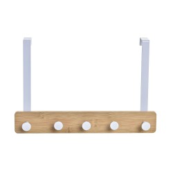 Porte-manteaux pour portes Home ESPRIT Blanc Métal Bambou 38,5 x 4,8 x 25,5 cm