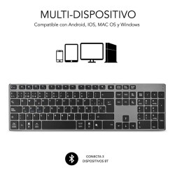 Wireless Keyboard Subblim SUB-KB-3ADE301 Grey Spanish Qwerty QWERTY Bluetooth 3.0