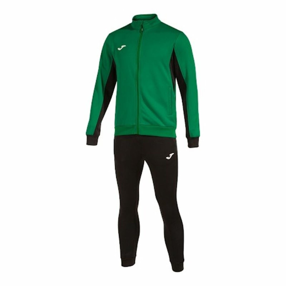 Tracksuit for Adults Joma Sport Derby Black Green Children's Men 2 Pieces