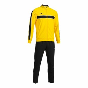 Tracksuit for Adults Joma Sport Victory Yellow Black Children's Men 2 Pieces