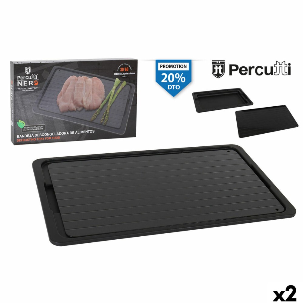 Plaque de Décongélation rapide des Aliments Percutti Noir 39 x 23 cm Fonction de dégivrage (2 Unités)