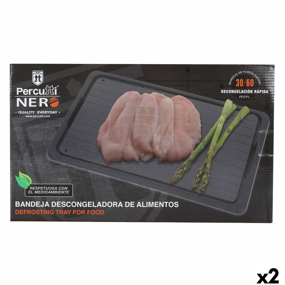 Plaque de Décongélation rapide des Aliments Percutti Noir 39 x 23 cm Fonction de dégivrage (2 Unités)