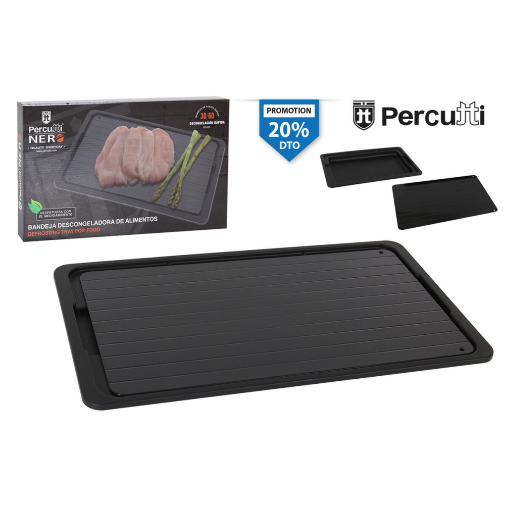 Plaque de Décongélation rapide des Aliments Percutti Noir 39 x 23 cm Fonction de dégivrage (2 Unités)