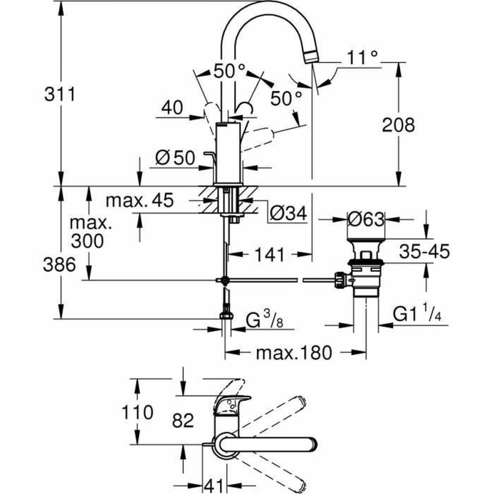 Mischbatterie Grohe Swift - 24330001 Metall