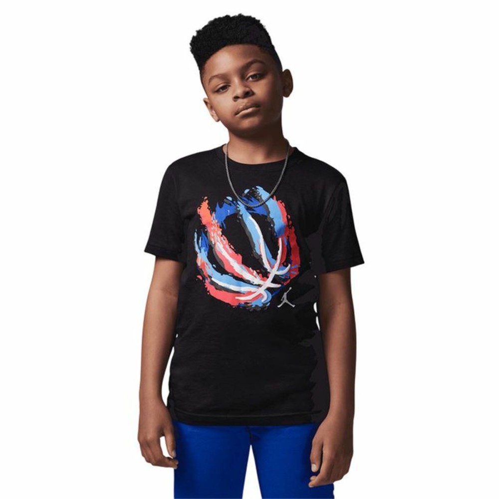 Child's Short Sleeve T-Shirt Jordan Jdb Bball Fire Ss Black