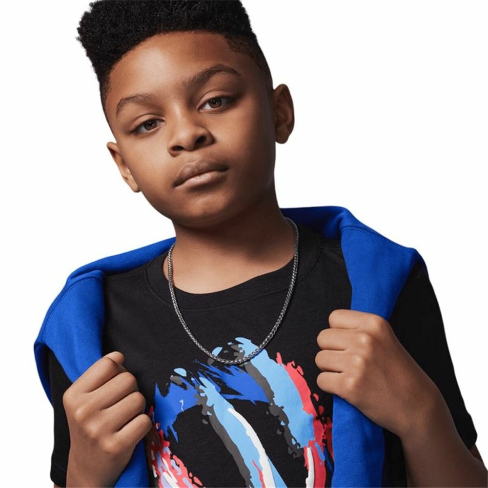 Child's Short Sleeve T-Shirt Jordan Jdb Bball Fire Ss Black