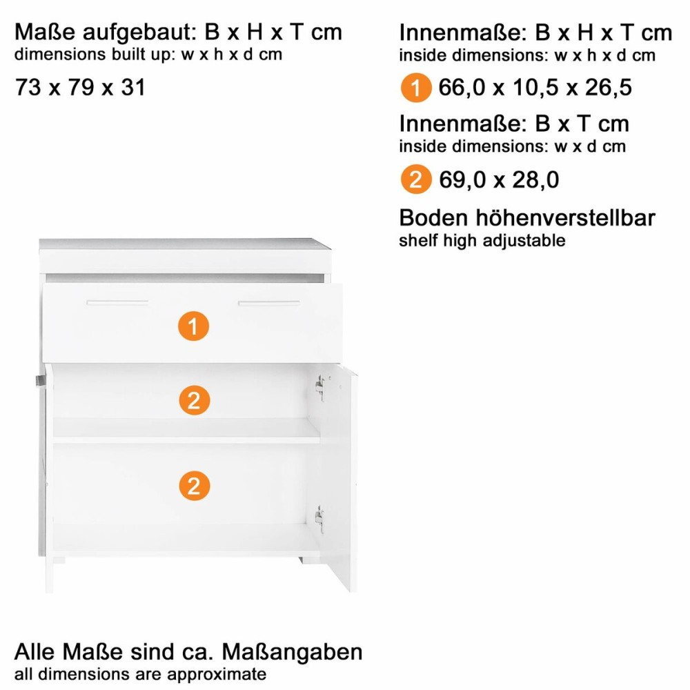 Waschtischunterschrank unter dem Waschbecken Trendteam Weiß