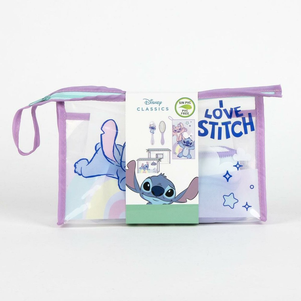 Trousse de Toilette avec Accessoires Stitch Lila 23 x 15 x 8 cm