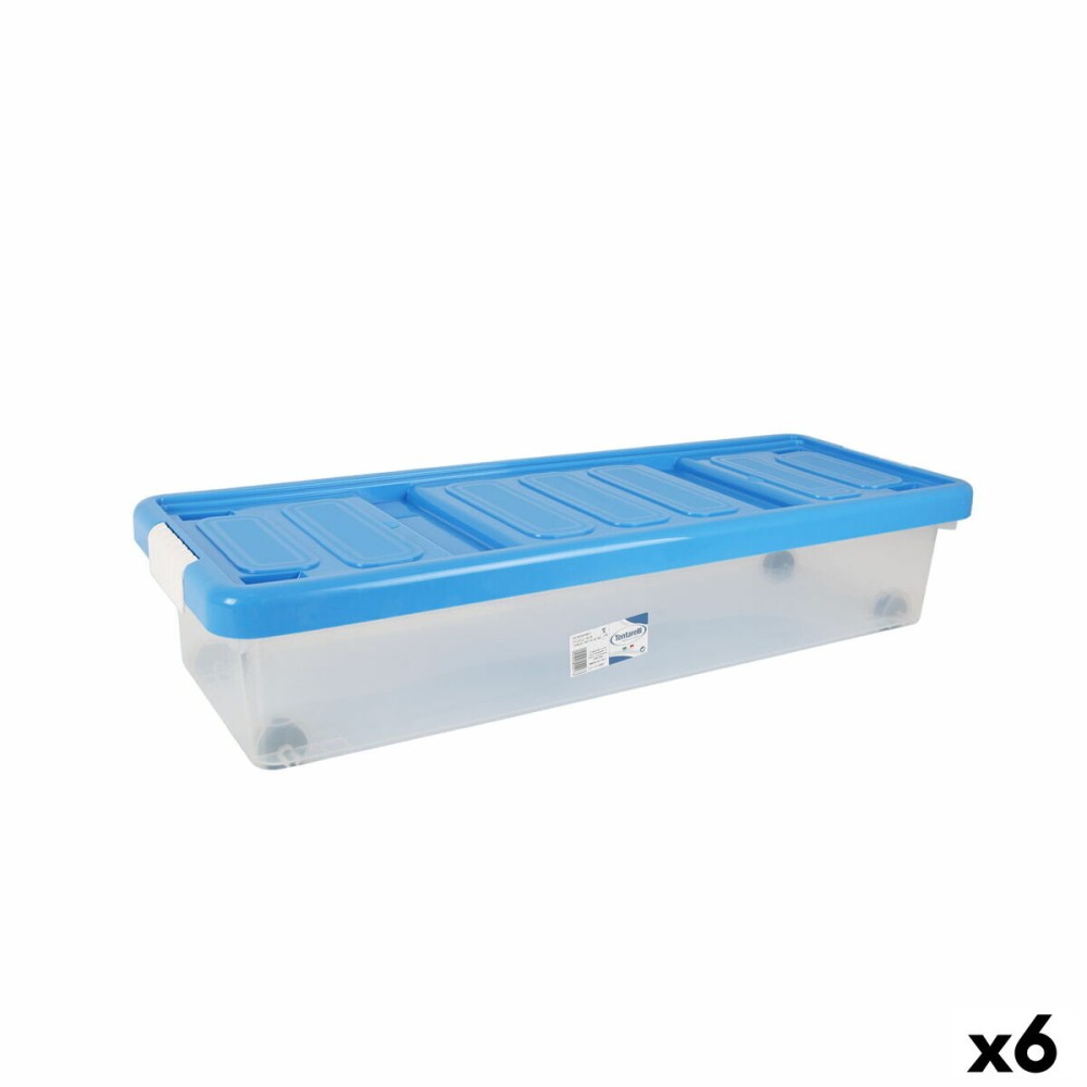 Aufbewahrungsbox mit Deckel Tontarelli Blau Durchsichtig Kunststoff 24 L 79 x 28,7 x 16,8 cm Räder (6 Stück)