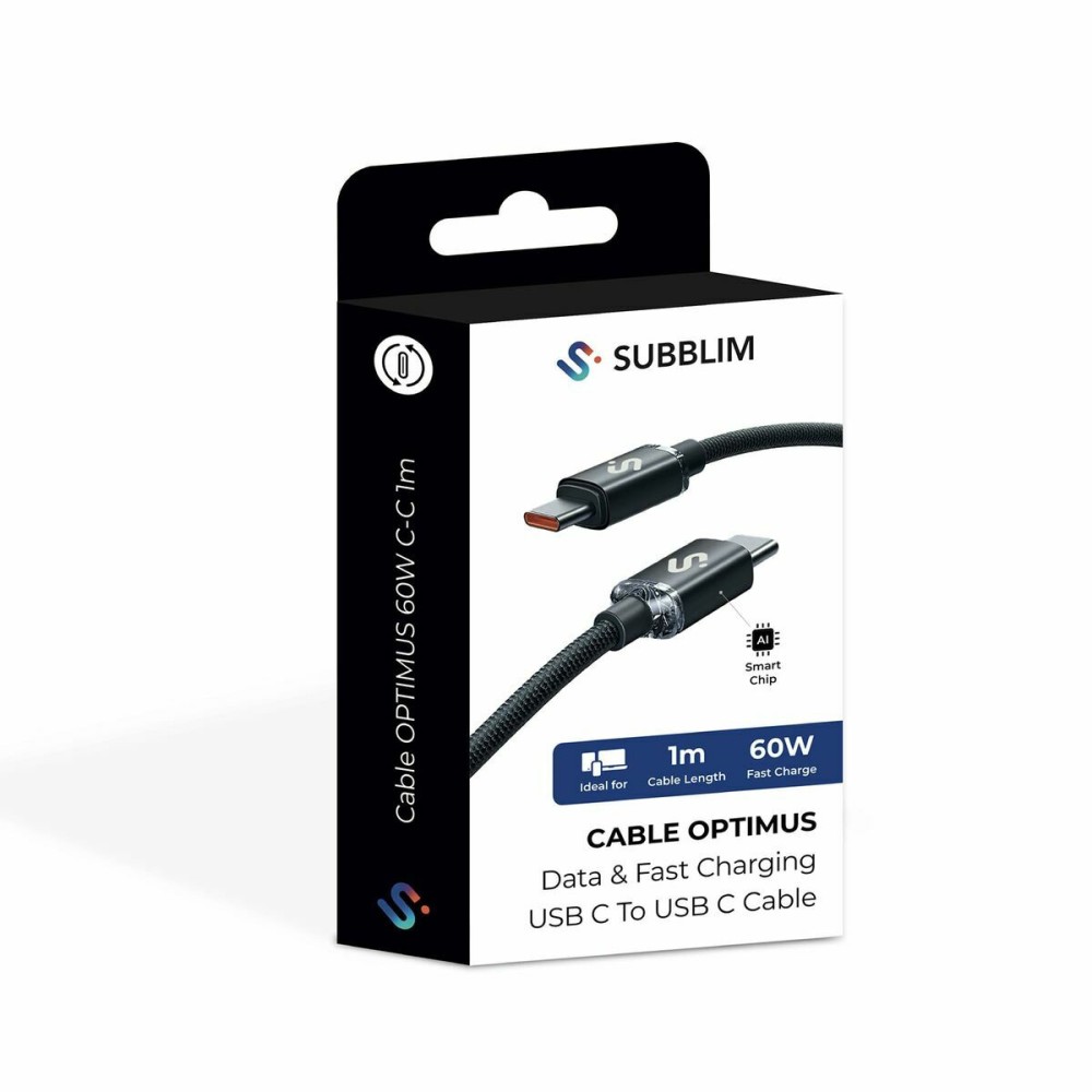USB-C zu USB-C-Kabel Subblim OPTIMUS Schwarz 1 m